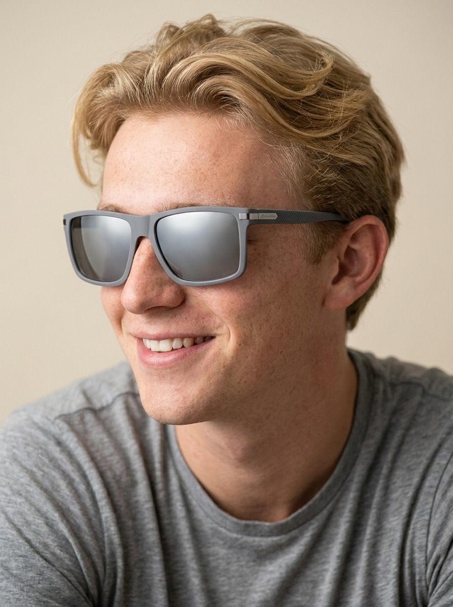 Model wearing Calvin glasses