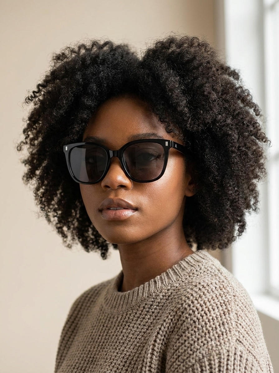 Model wearing Chanel glasses