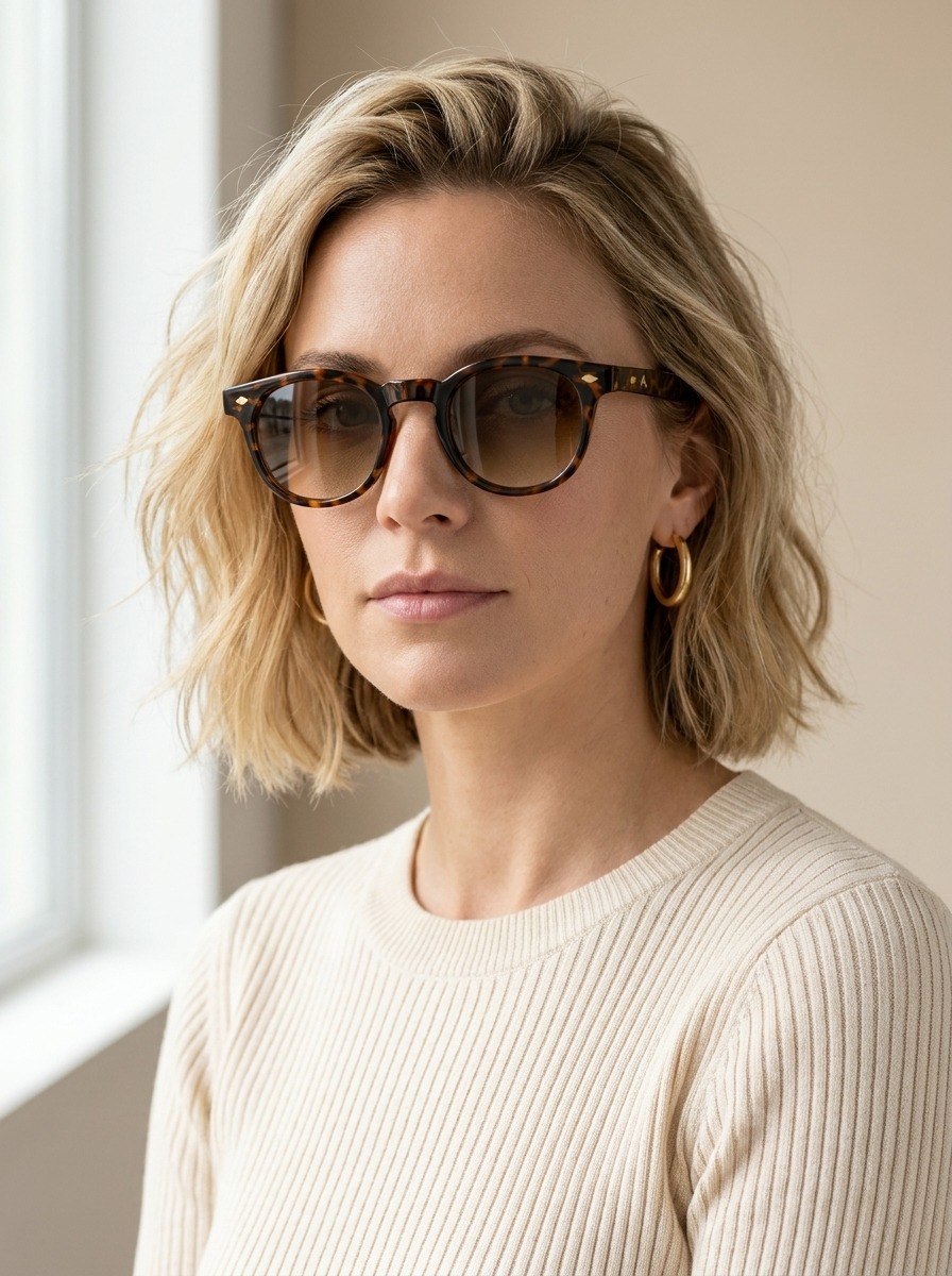 Woman wearing Valentino glasses