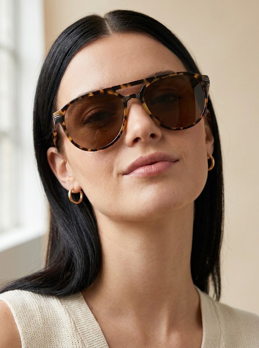 Woman wearing Vesper-sun glasses