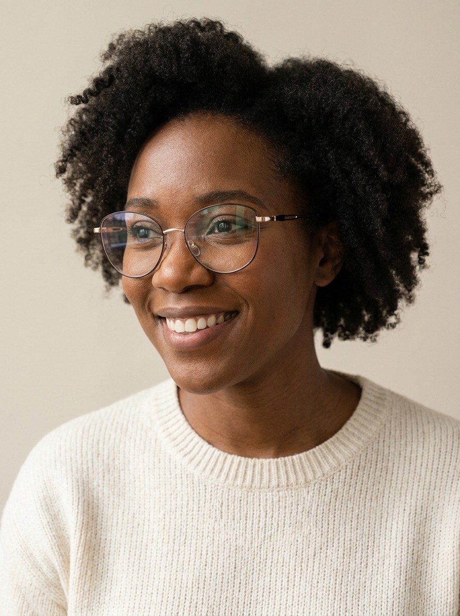 Model wearing Nyra glasses