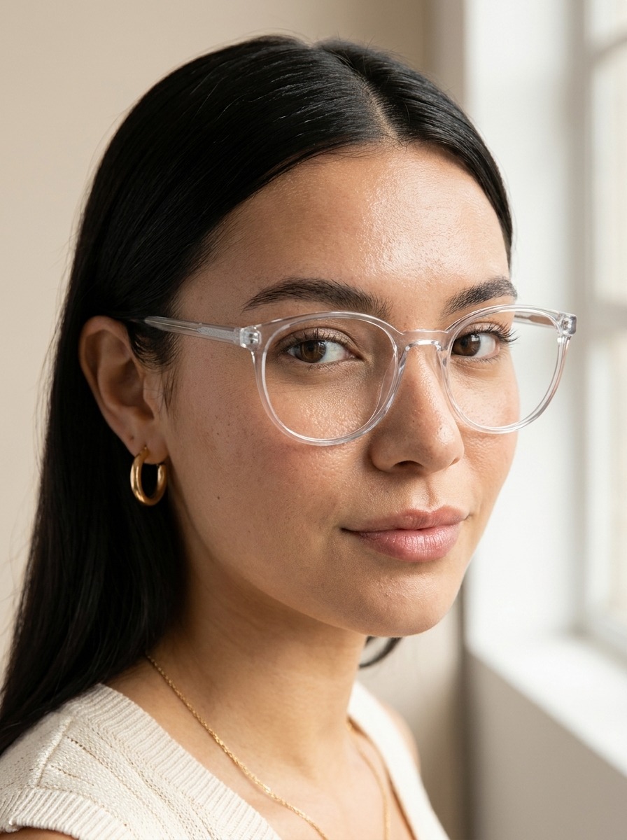 Model wearing Saskia glasses