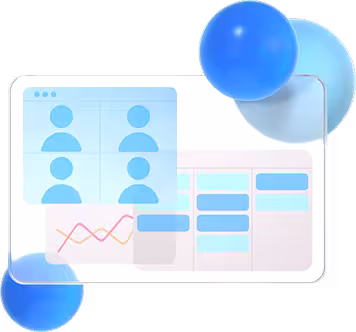 Online call and software dashboard with 3D elements