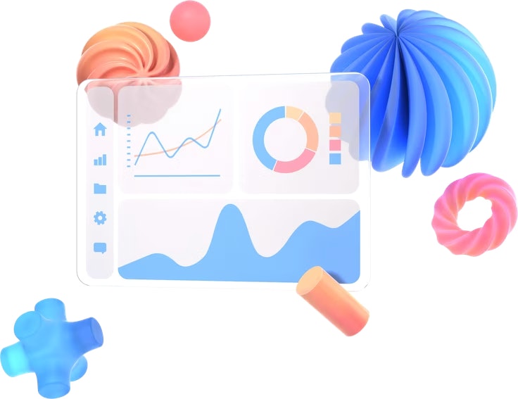 Data visualization interface with abstract shapes