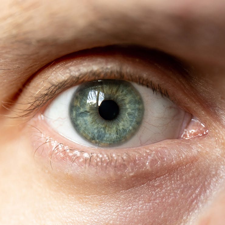 close up on blue eye