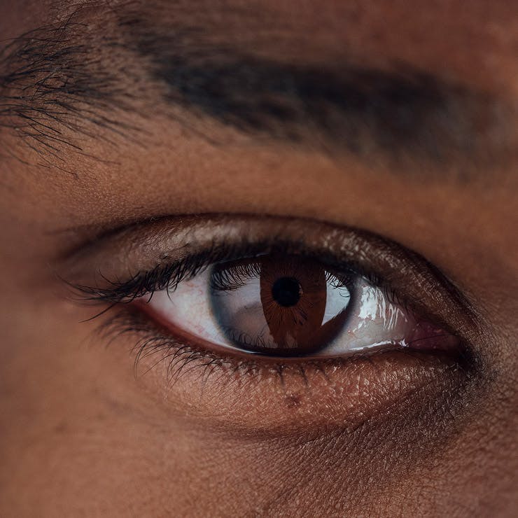 close up on brown eye