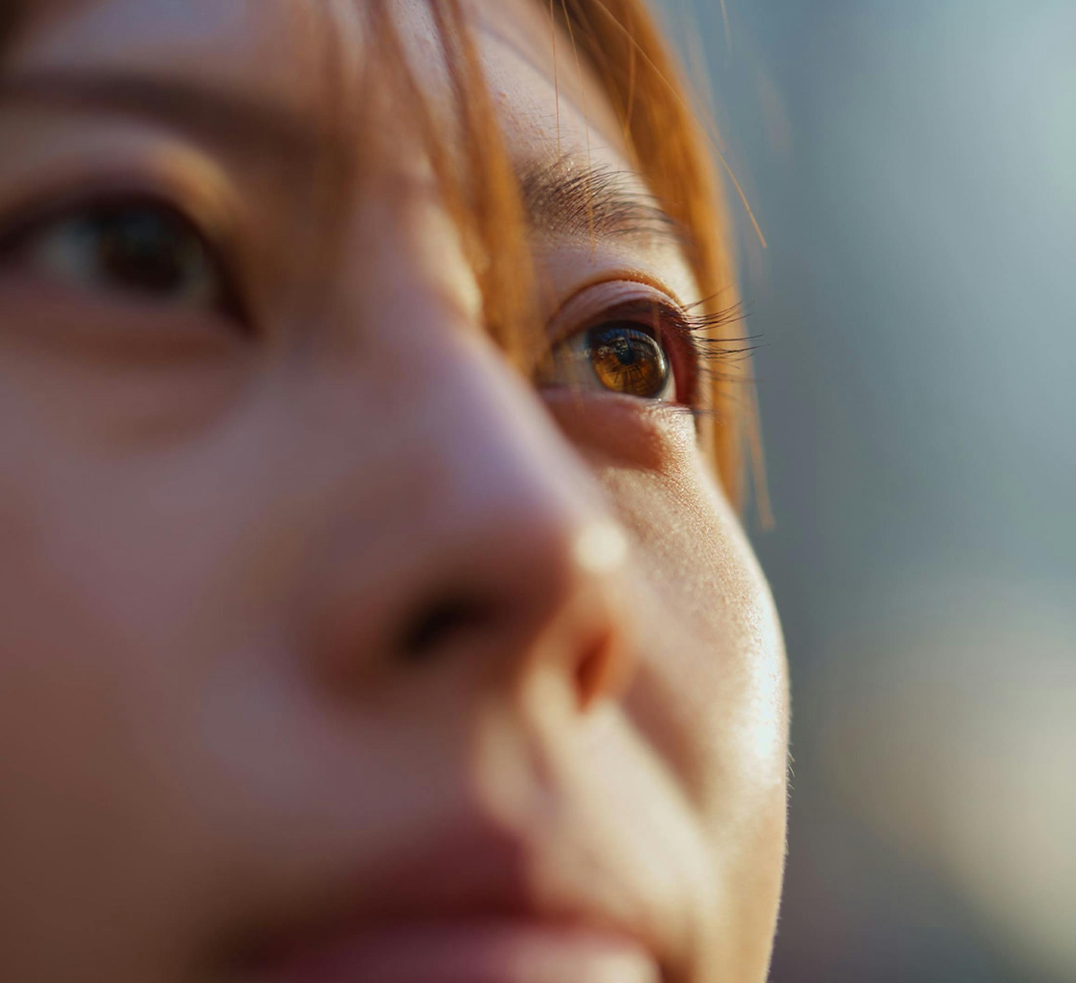 close up on a woman's face