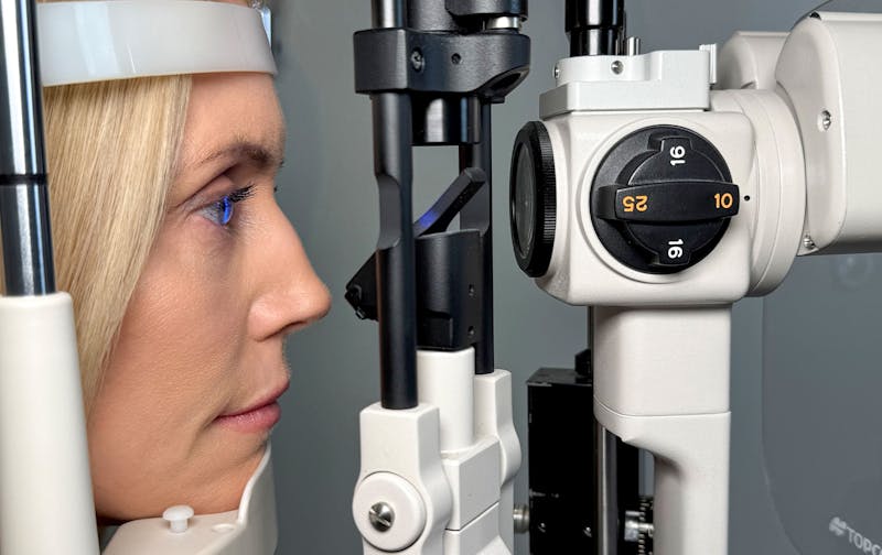 woman getting her eyes examined