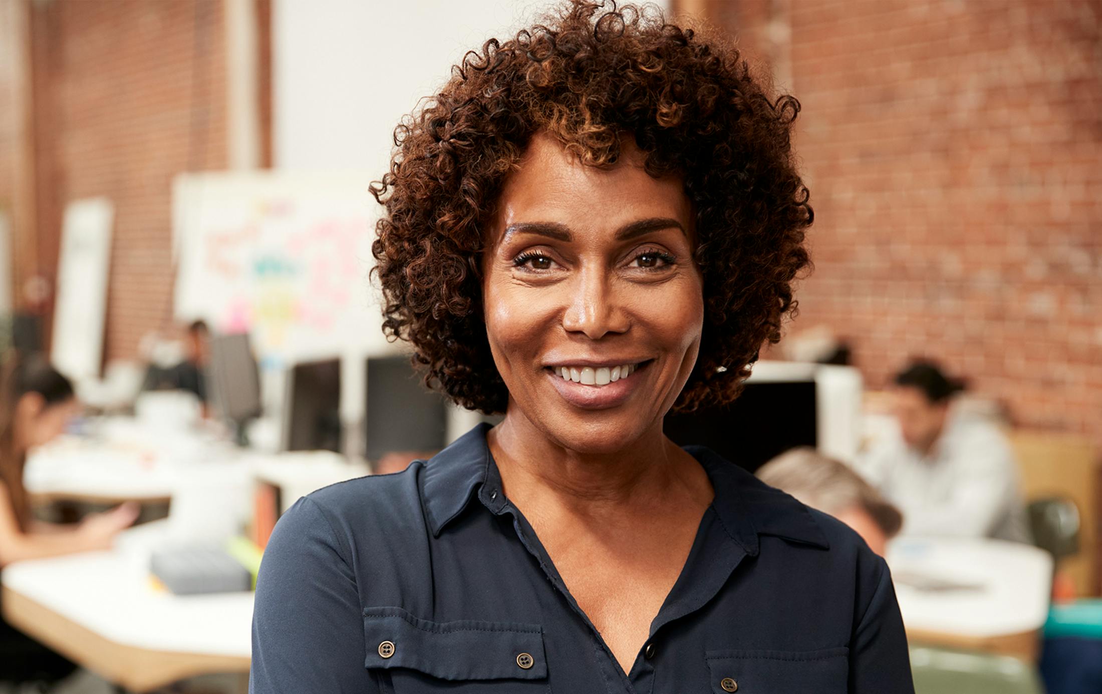 woman with very curly hair
