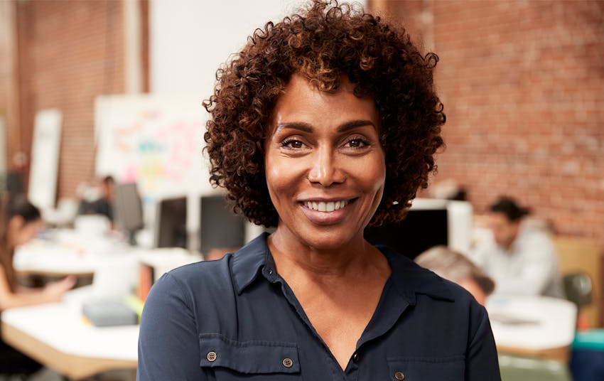 woman with very curly hair