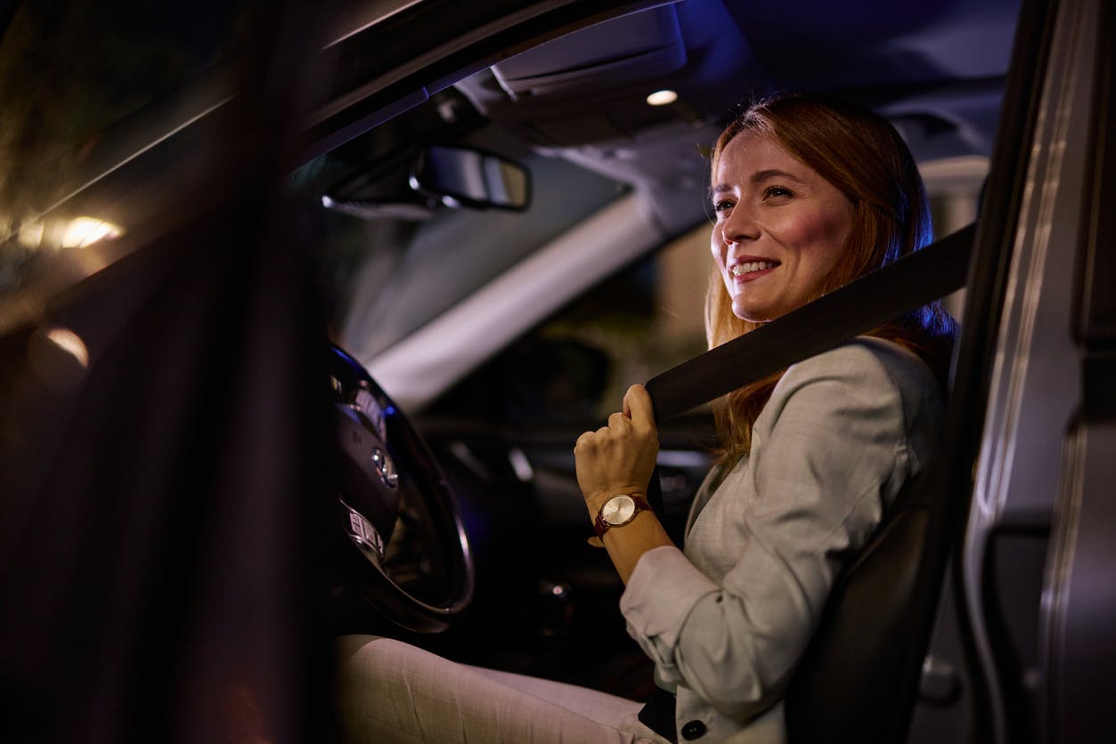 woman night driving