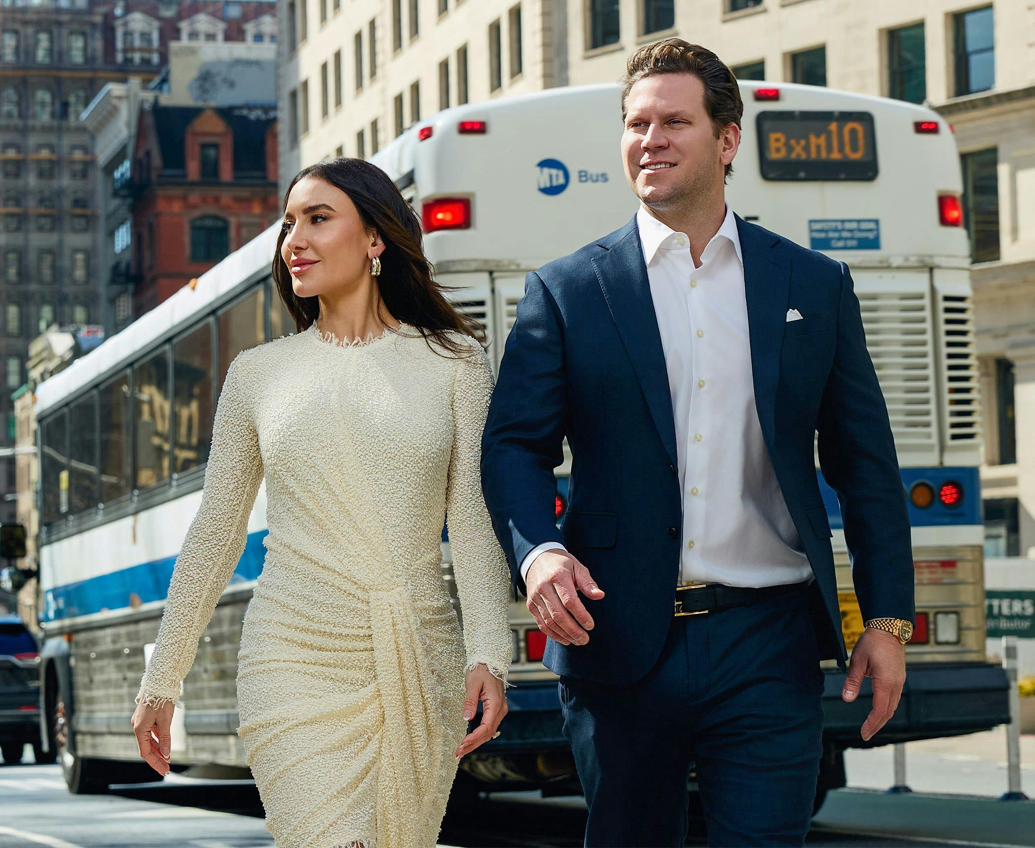 Dr. David and Mariesa walking in city
