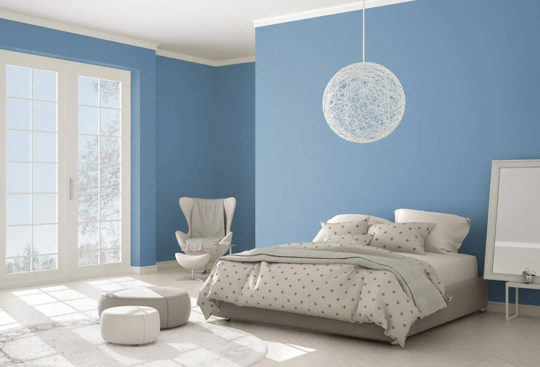 Relaxing environment with blue paint