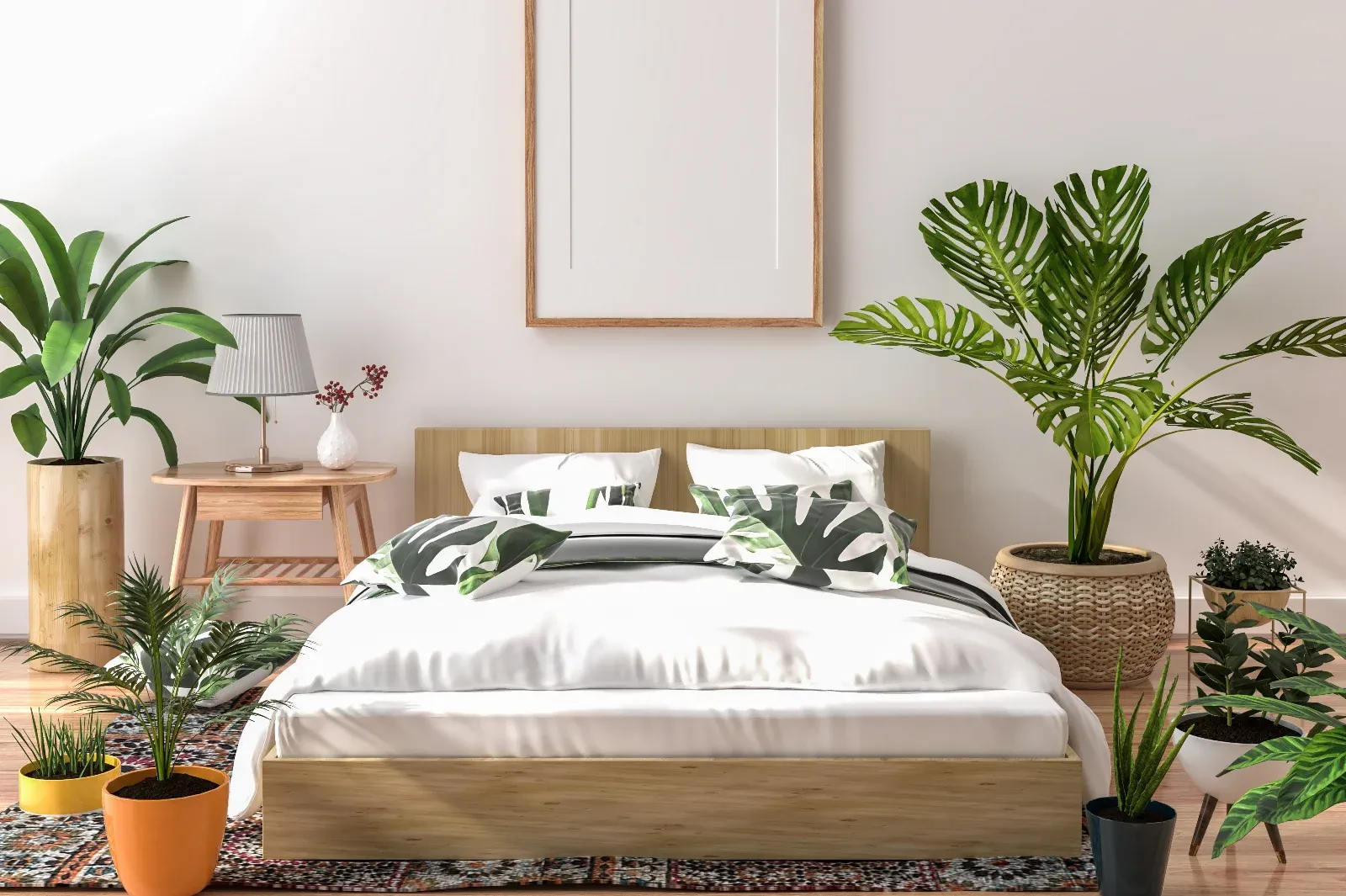 Relaxing bedroom with sleep hygiene improvements