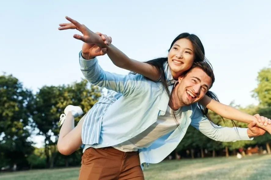 Couple having fun Spring
