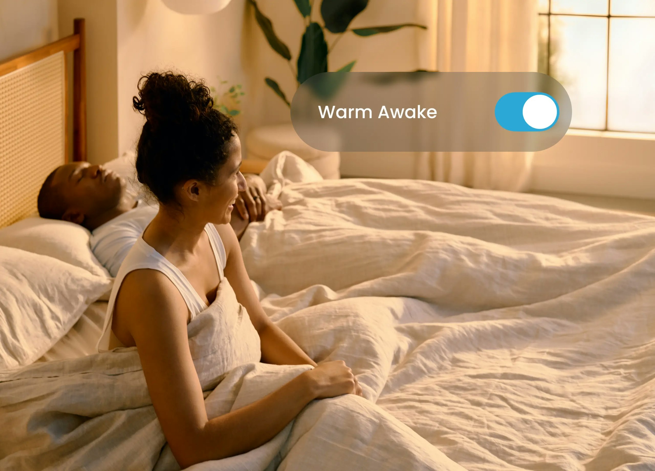 Warm Awake feature gently warming bed to wake up naturally in the morning
