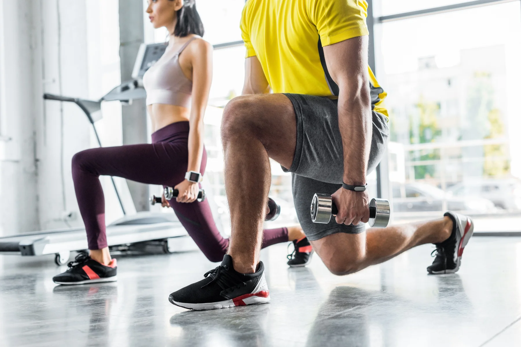 Couple working out together