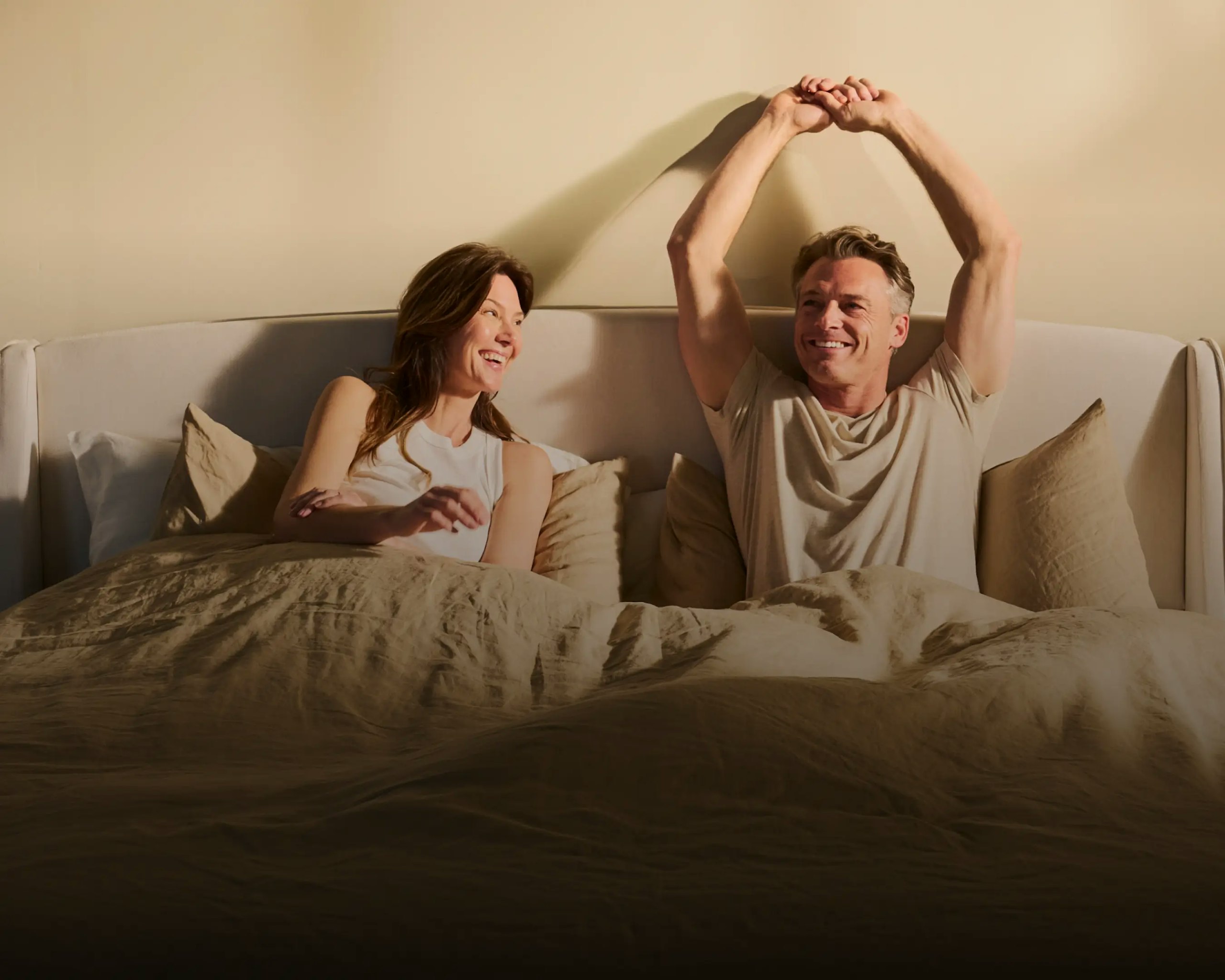 Couple waking refreshed after using Chilipad 2.0 Couple waking refreshed after using Chilipad 2.0