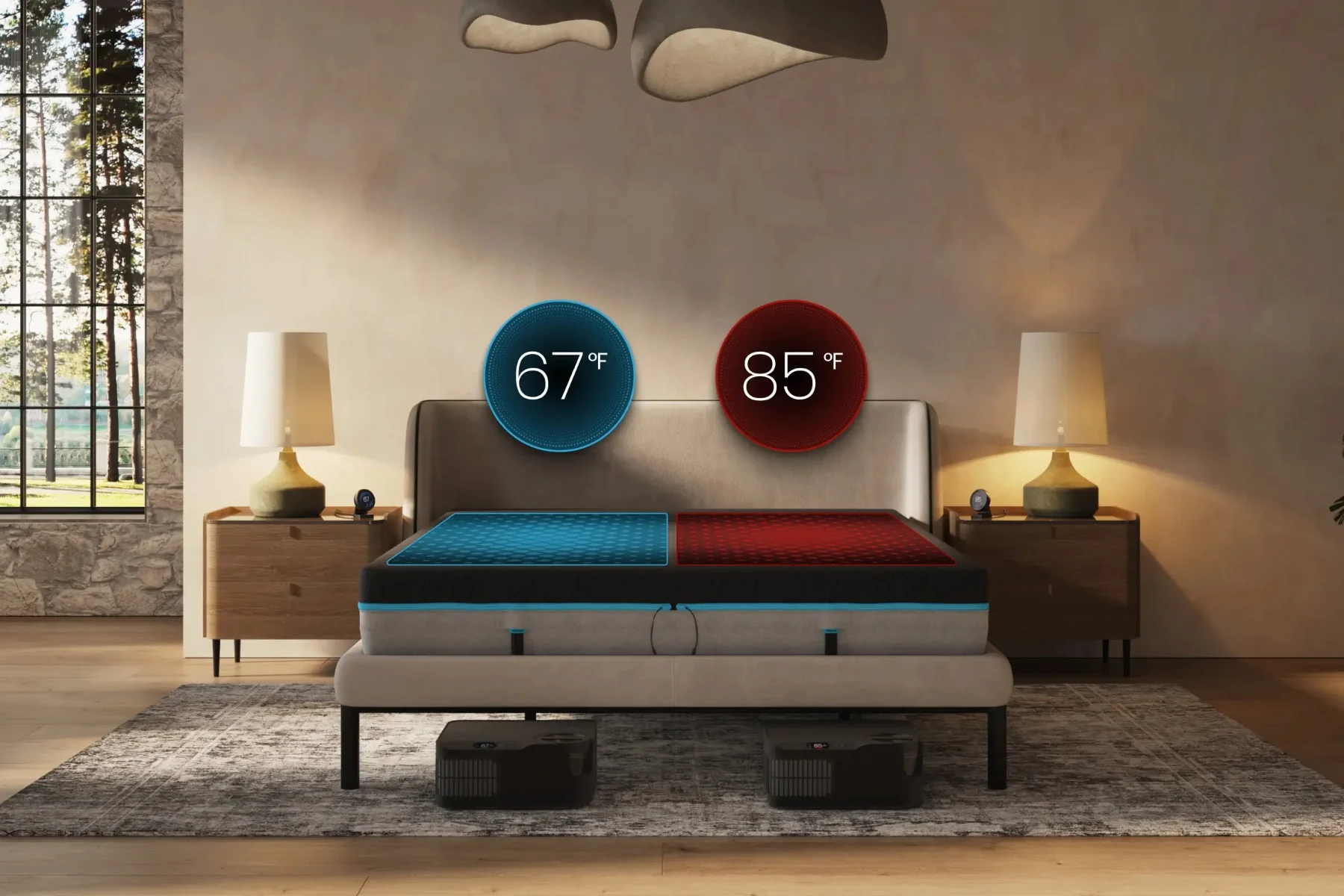 Chilipad dual temperature bed control