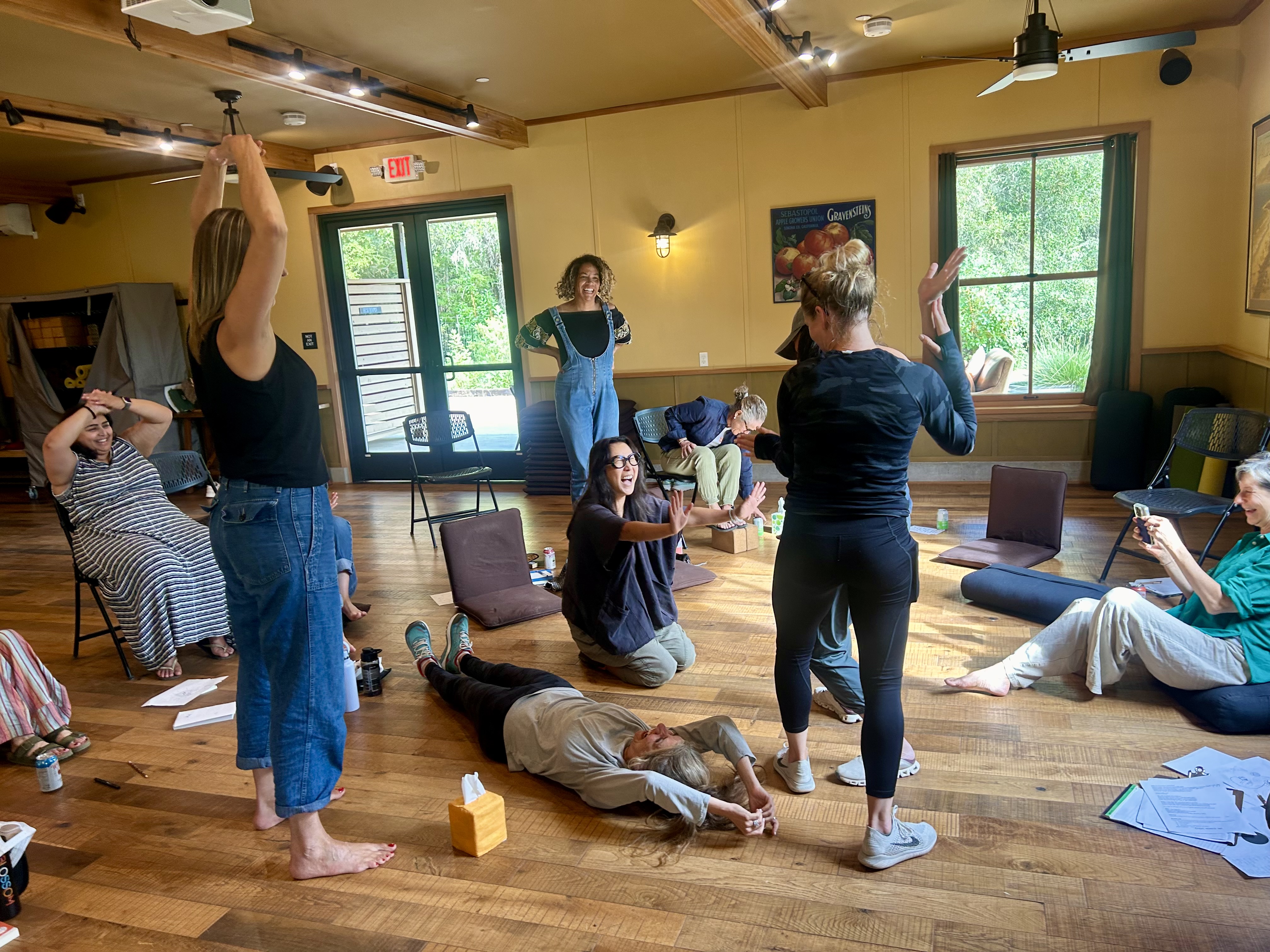 A group of people doing some physical exercises
