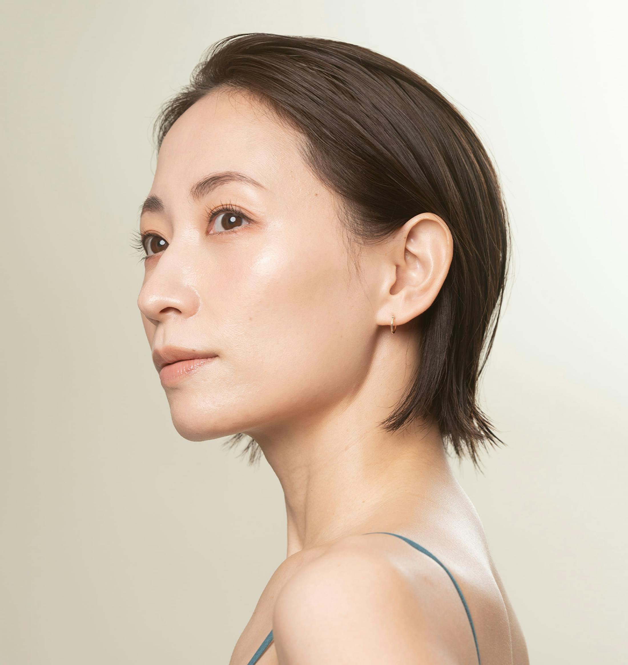 asian woman with short hair