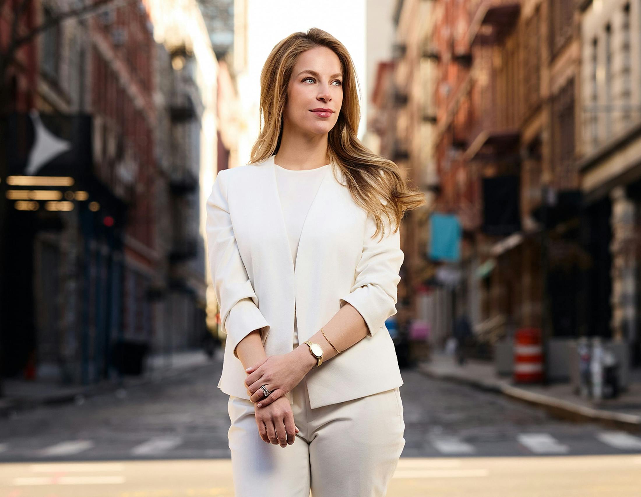 Dr. Allison Coombs in the middle of a city street
