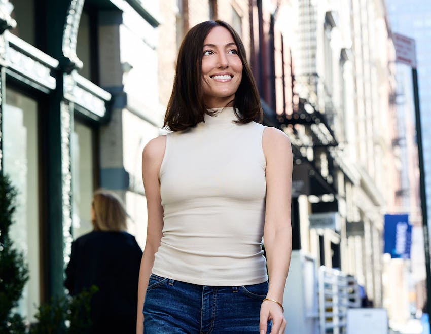 woman walking in the city