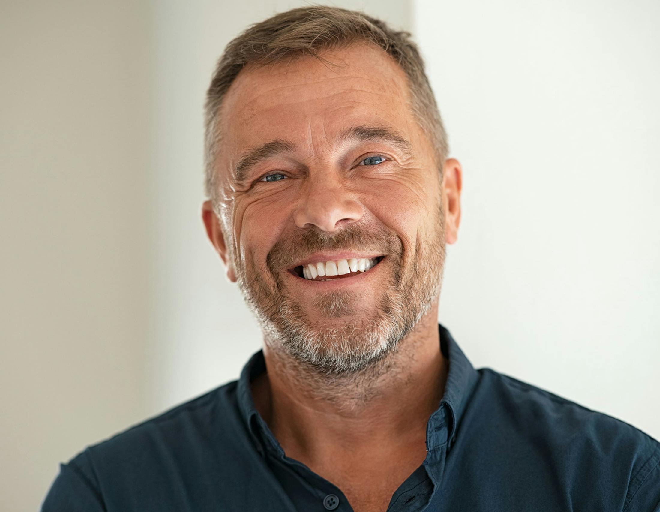 man smiling forward