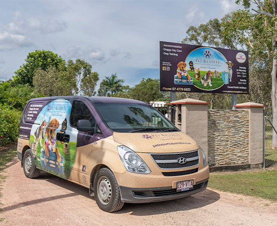 A pet taxi sits outside the doggy daycare in townsville
