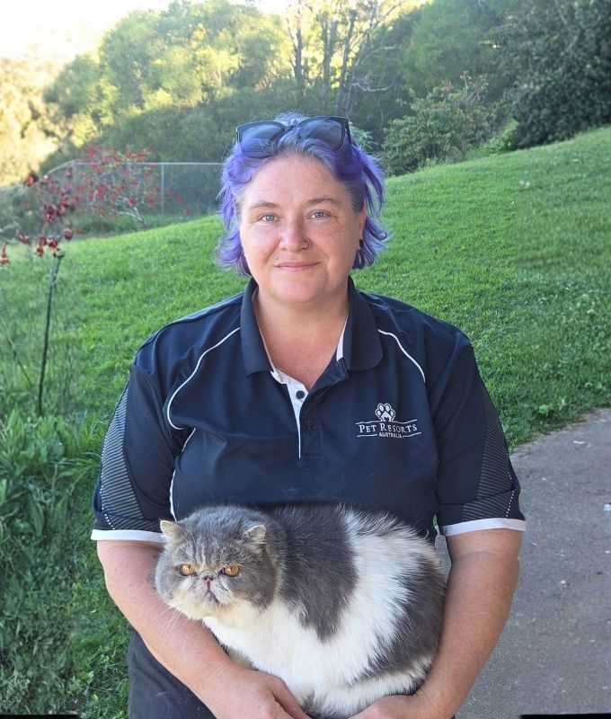 Pet Resorts Australia Samford Manager Katrina with ragdoll cat in her arms