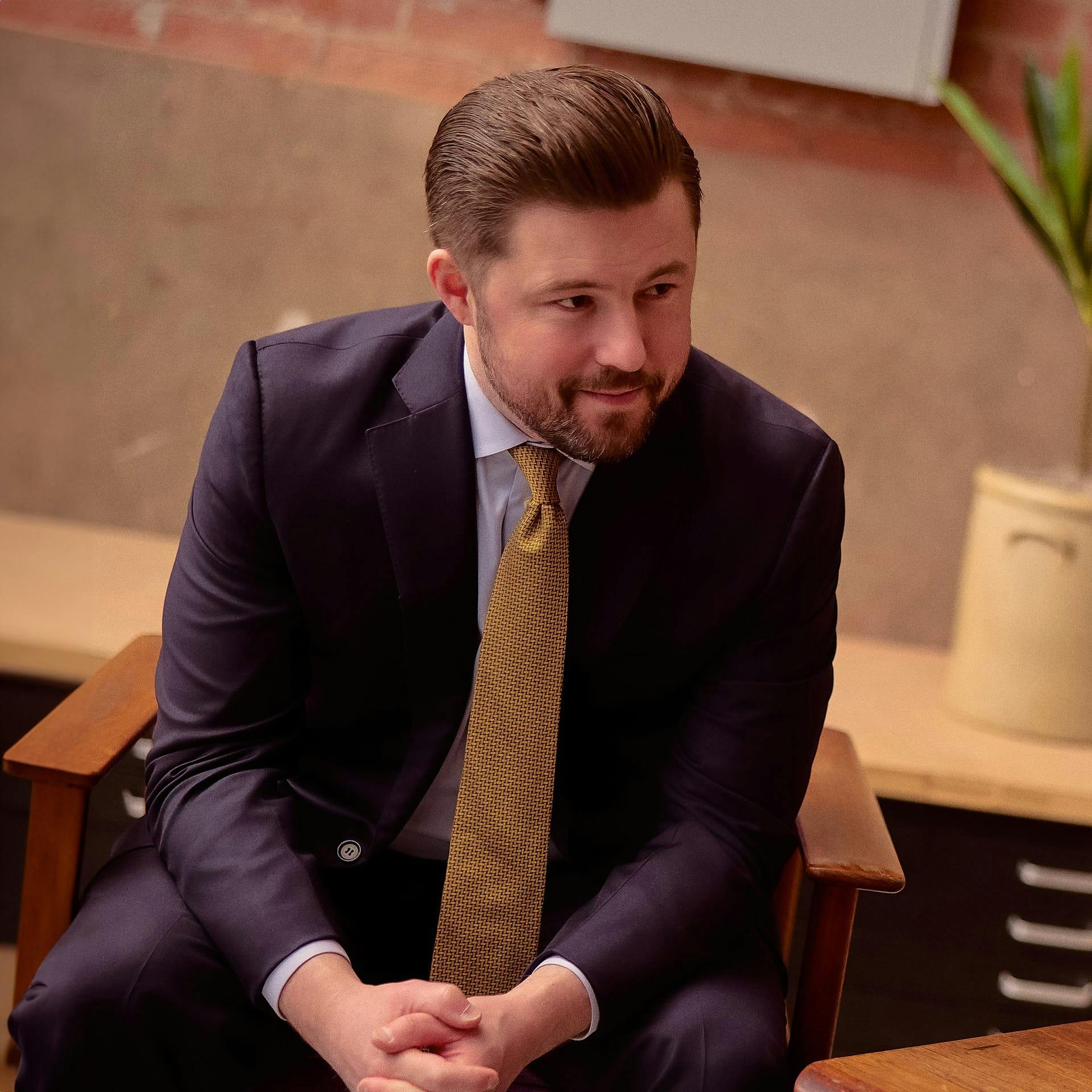 attorney looking to the right