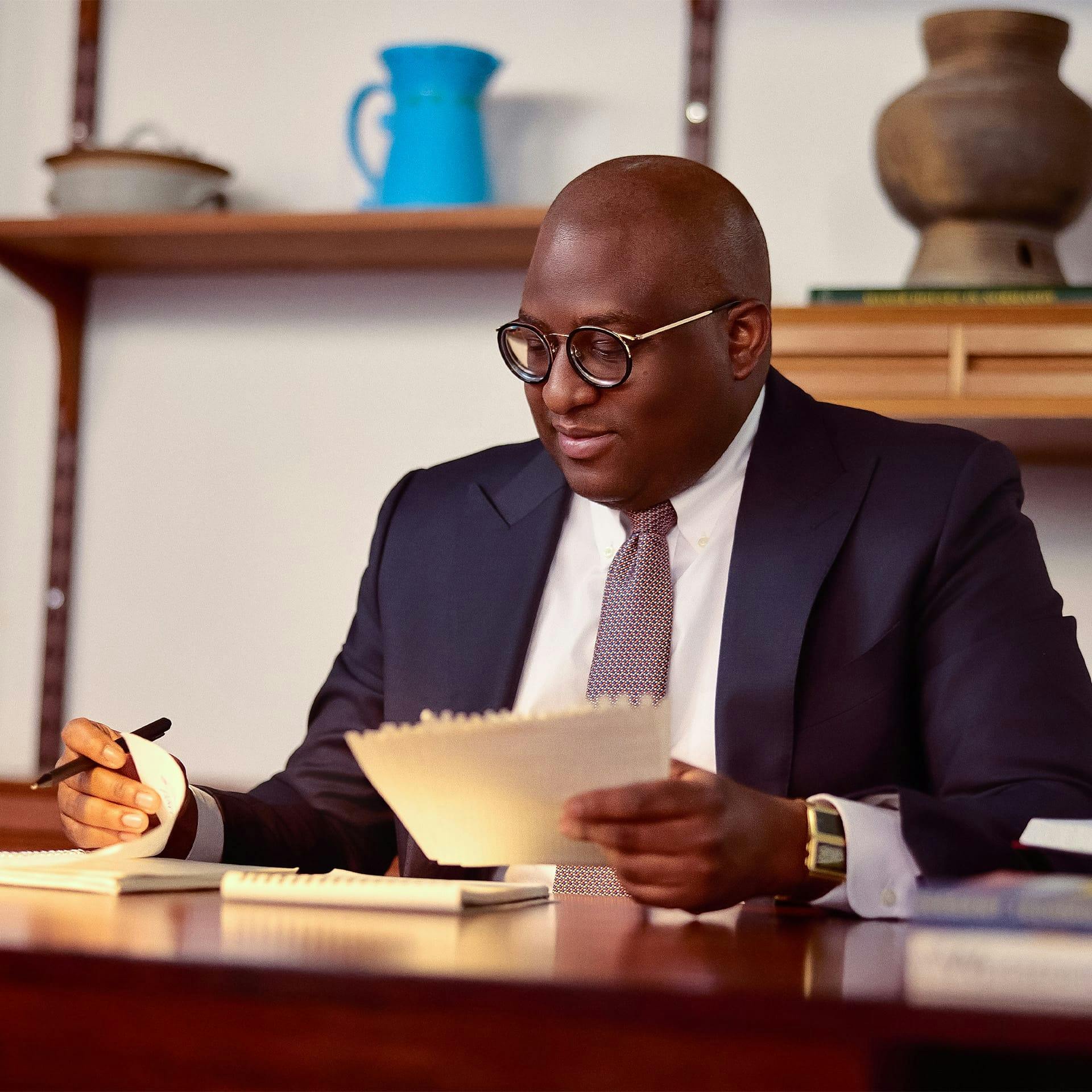 man working on paperwork