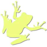 Yellow silhouette of a frog