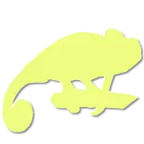 Yellow silhouette of a chameleon