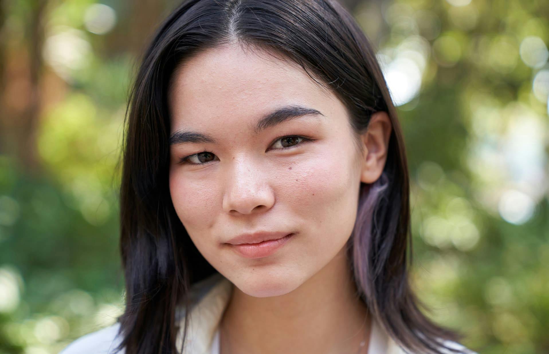 Woman smiling outside