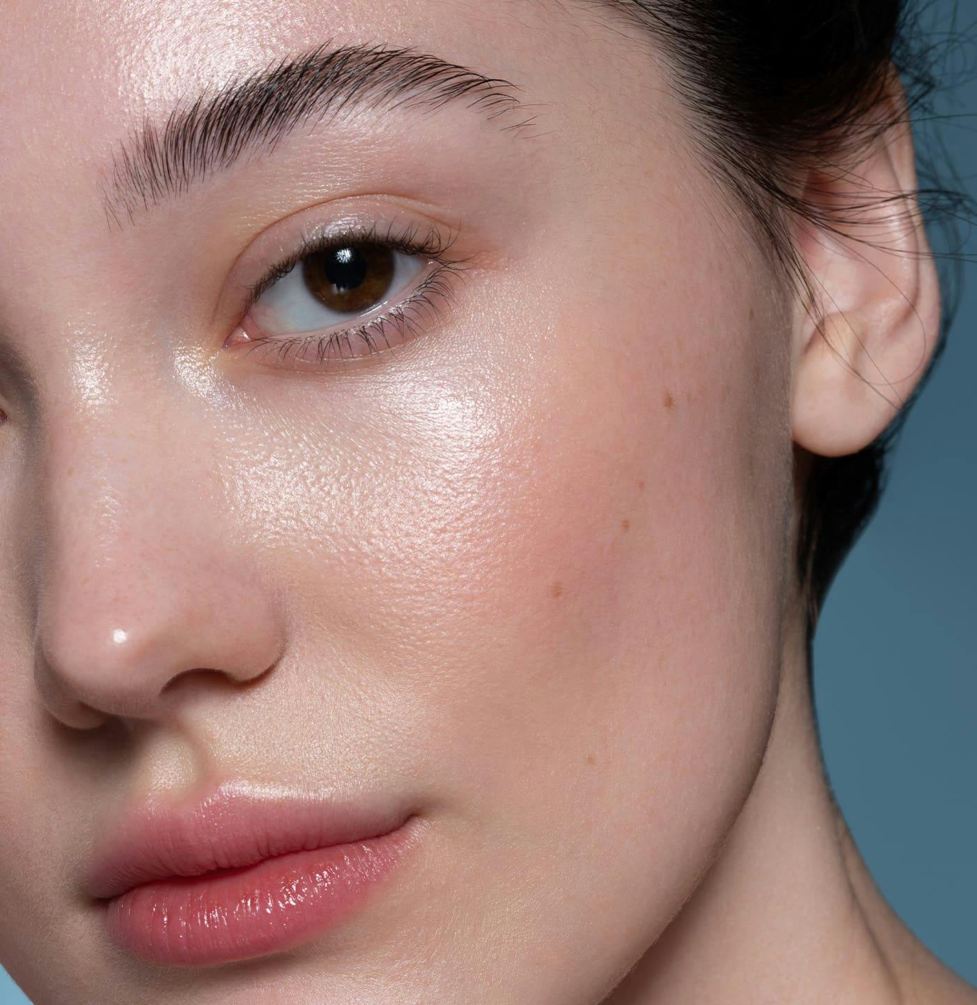 Close up of womans wet face