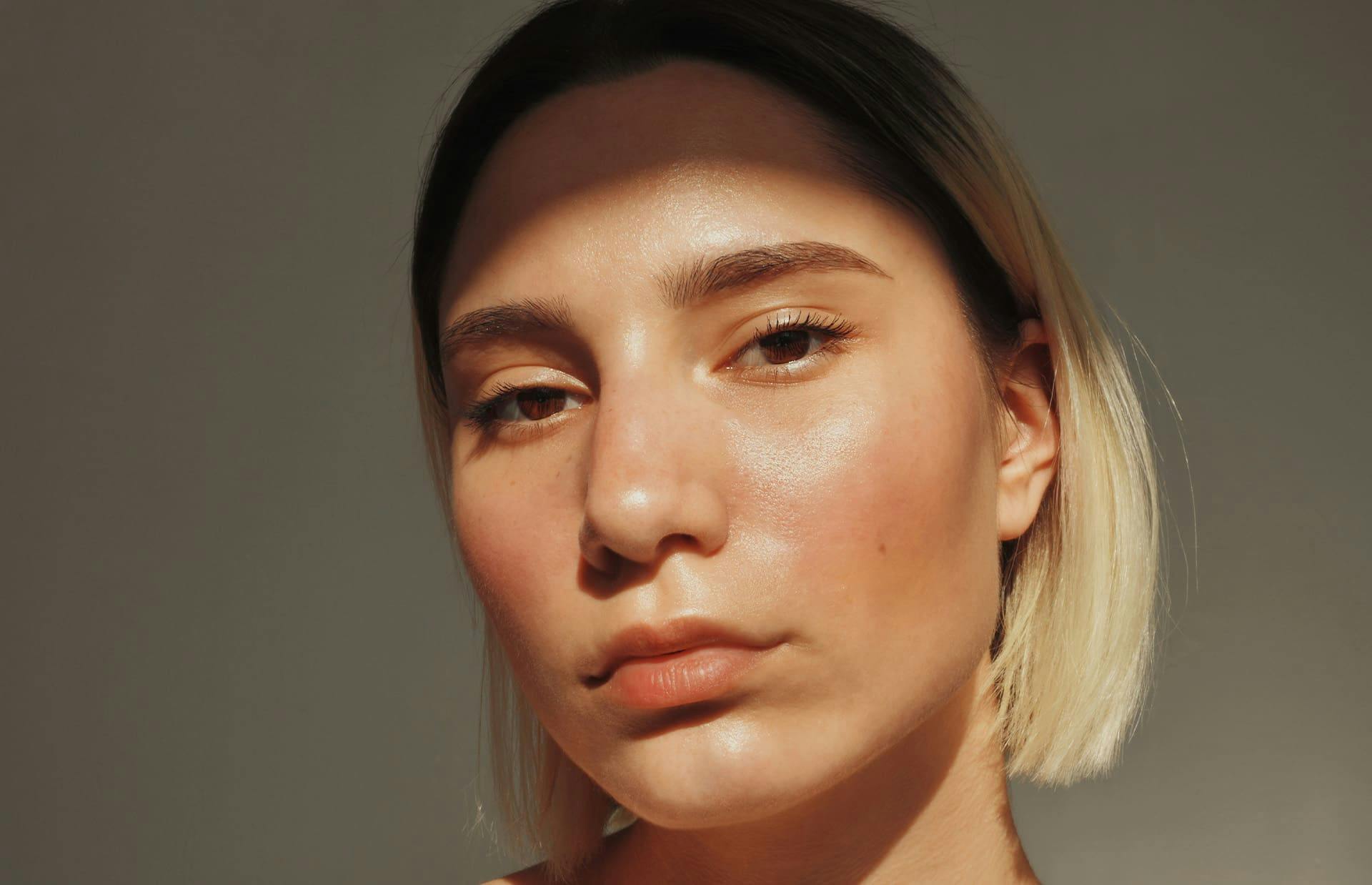 Woman with shadow over face