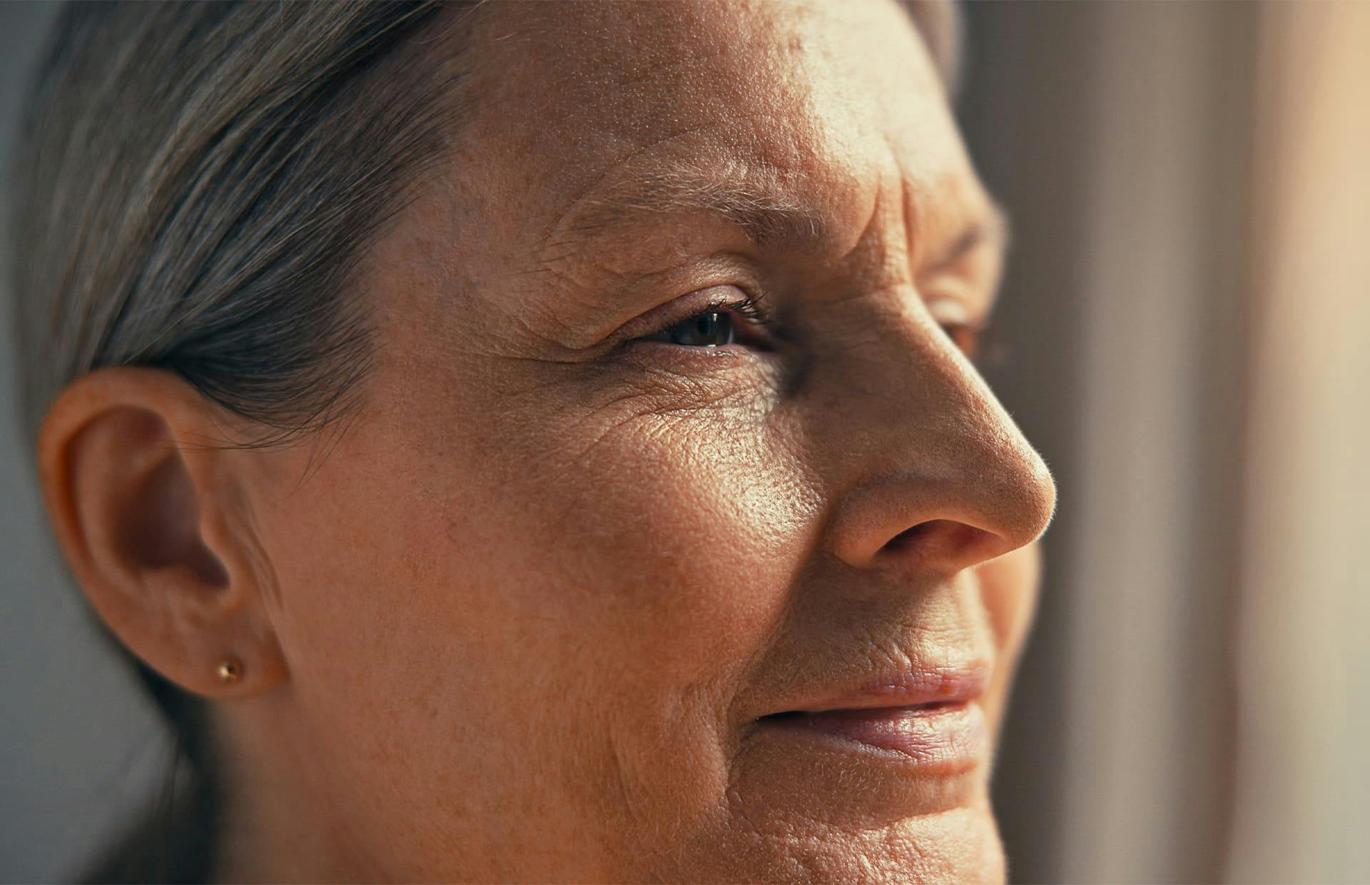 Close up of older womans face