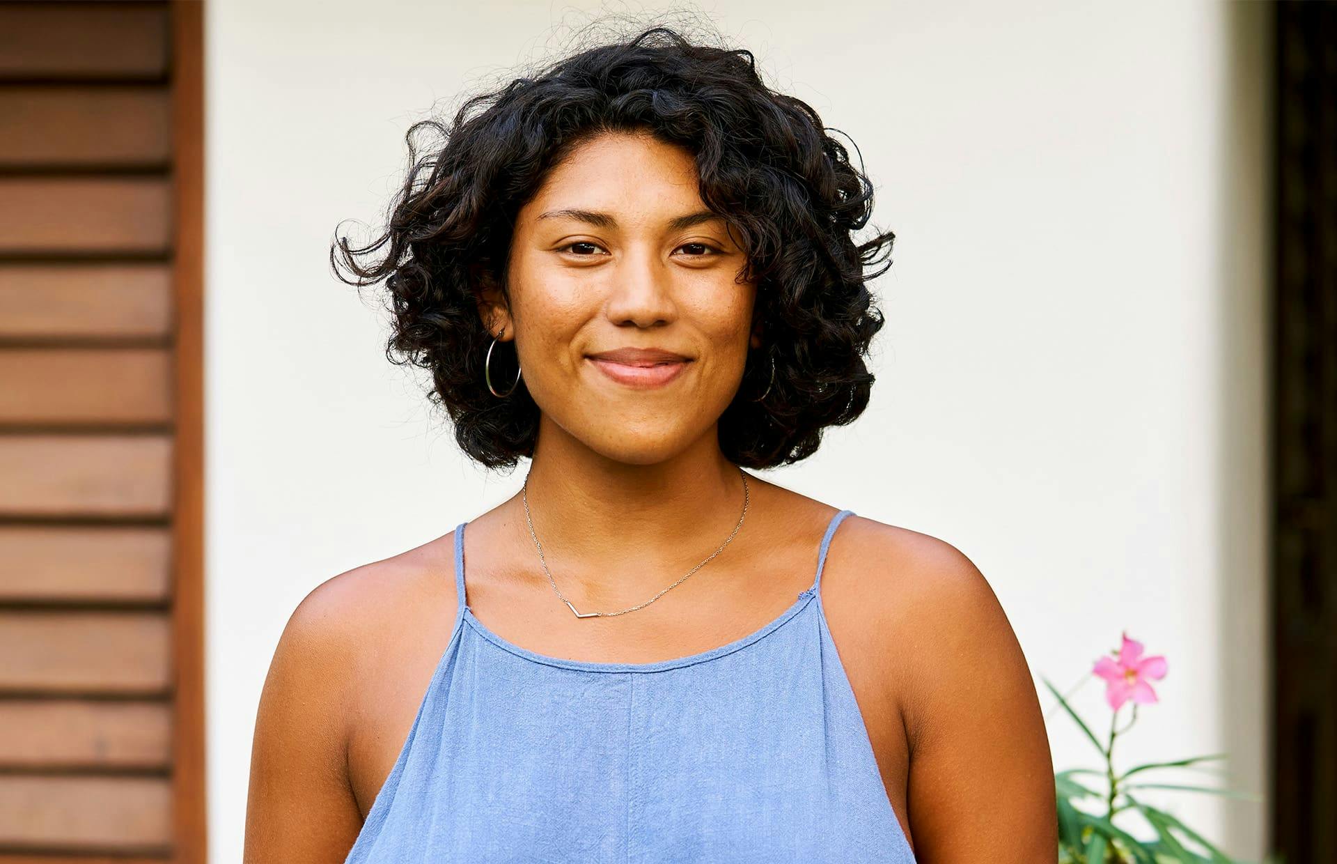 Woman smiling outside