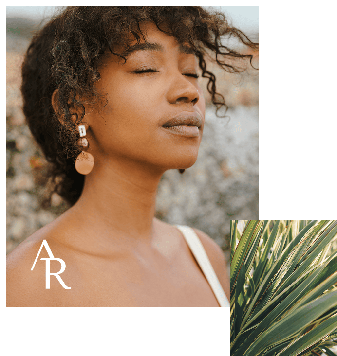 woman with dark curly hair