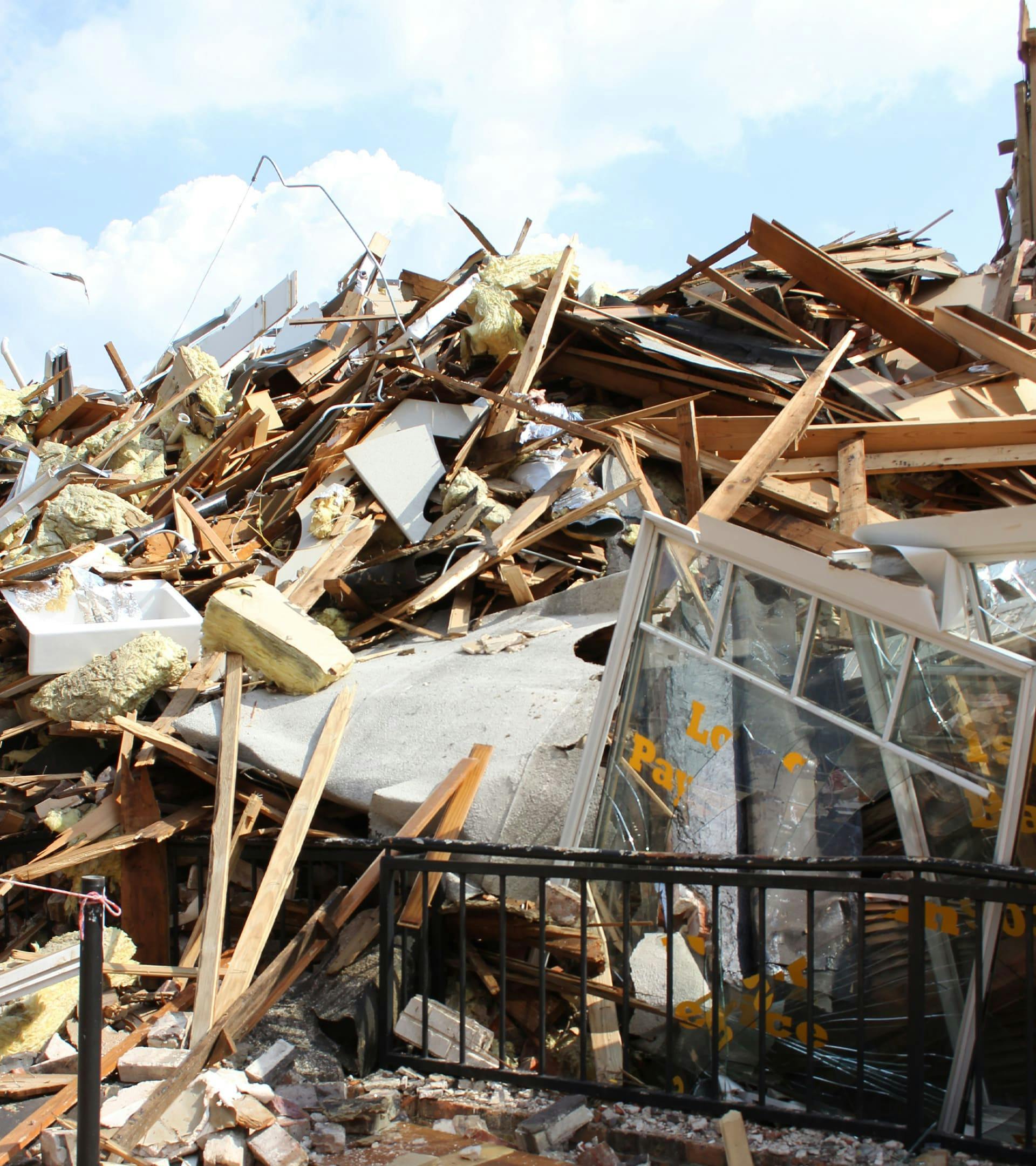 Building rubble after a collapse