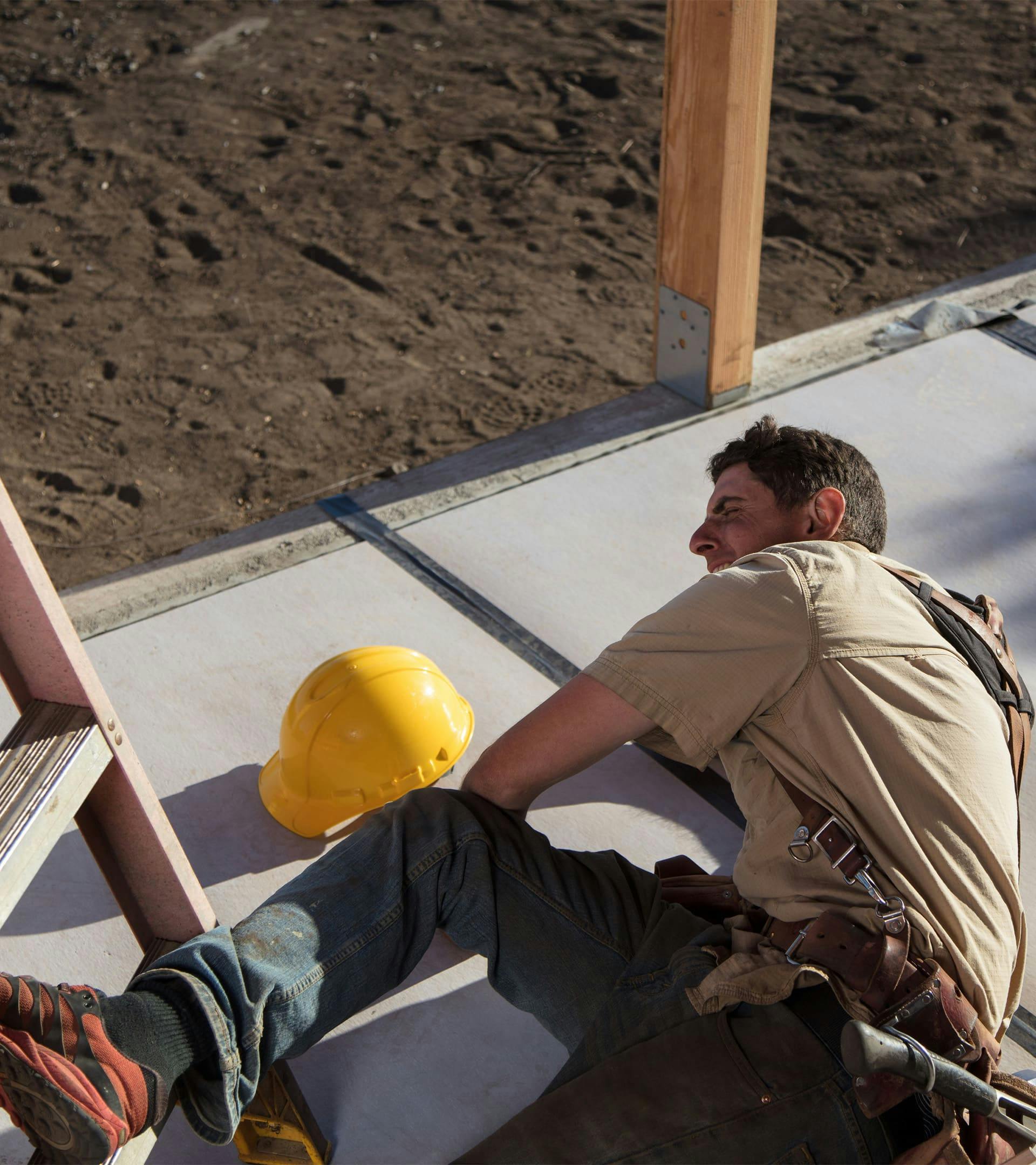 Worker after falling over