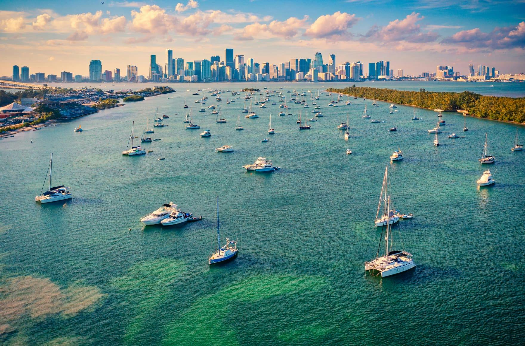 Boats on the water with a skyline in the background