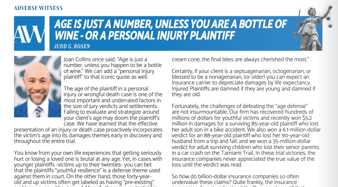 Age is just a number, unless you are a bottle of wine - or a personal injury plaintiff