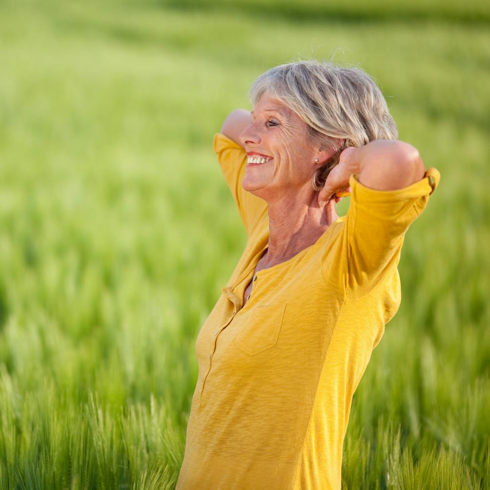 woman in a yellow shirt