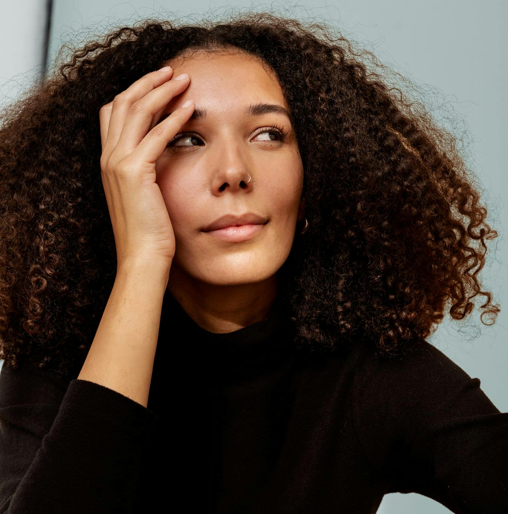 woman with curly hair