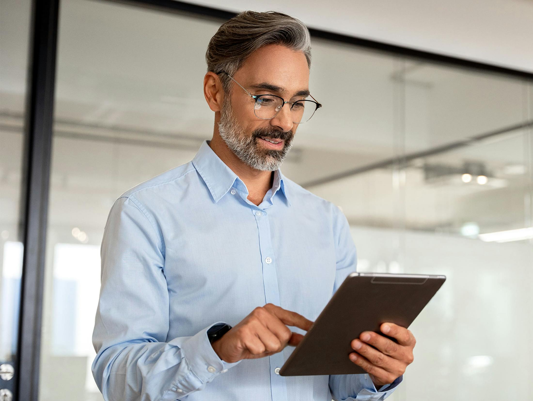 man on ipad