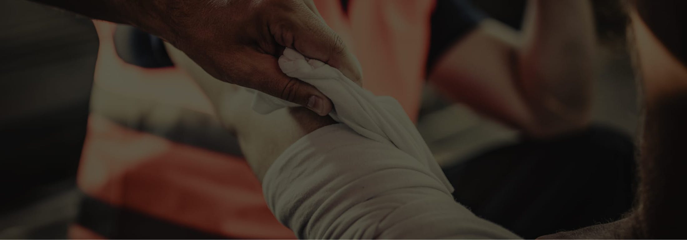 Injured worker being attended to