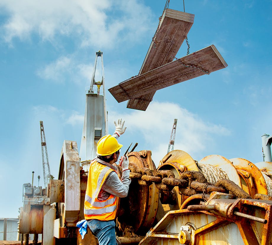 Crane in use
