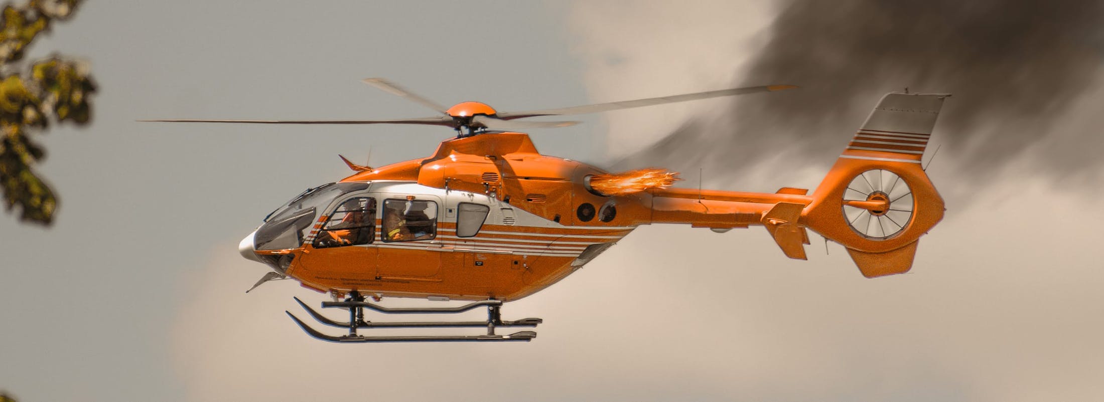 Helicopter smoking mid flight